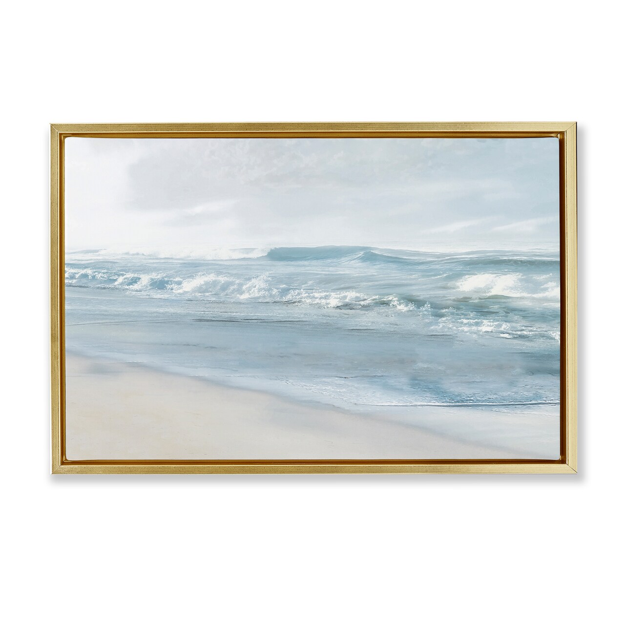 Stupell Industries Calm Blue Beach Waves Floater Framed Canvas Wall Art Design by Mike Calascibetta